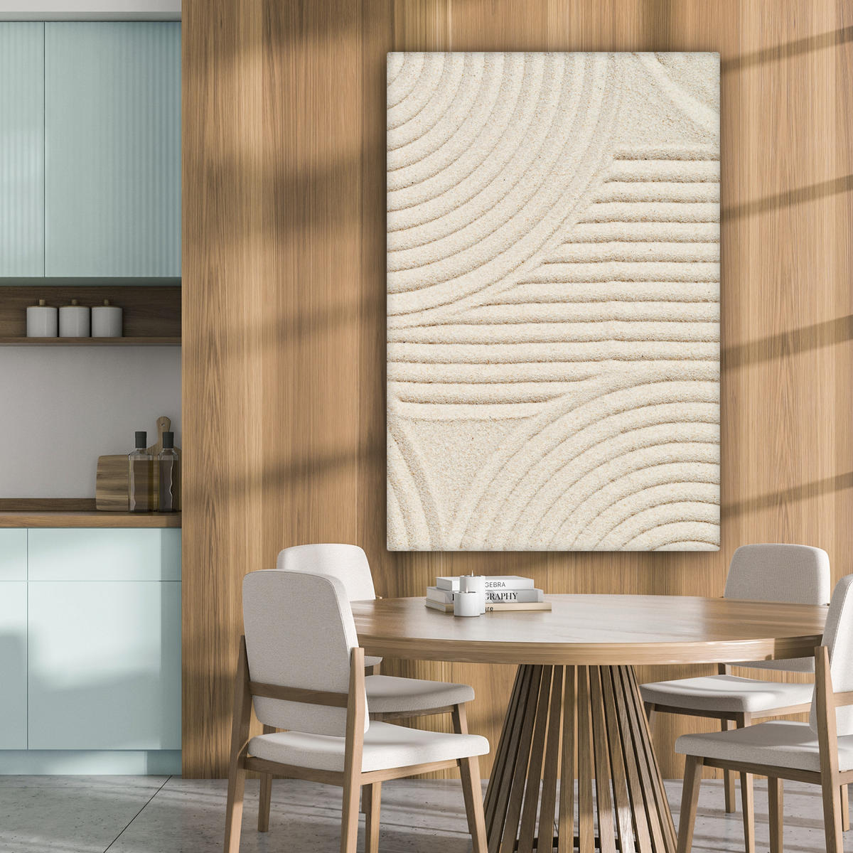 LEINWANDBILD Muster - Abstrakt - Weiß 90x140 cm - Beige, Textil (90/140cm) - MuchoWow