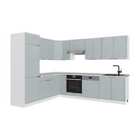 BUCĂTĂRIE DE COLȚ Fame-Line, Albastru-gri deschis/Alb, 287 x 227 cm fara blat - albastru deschis/alb, compozit lemnos (287/206.8/51.6cm) - Vicco