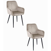 ESSZIMMERSTUHL 2-er Set SELO dunkelbeiger Sitz, schwarze Beine - Beige/Schwarz, Textil (55/83.5/45.5cm) - Valora