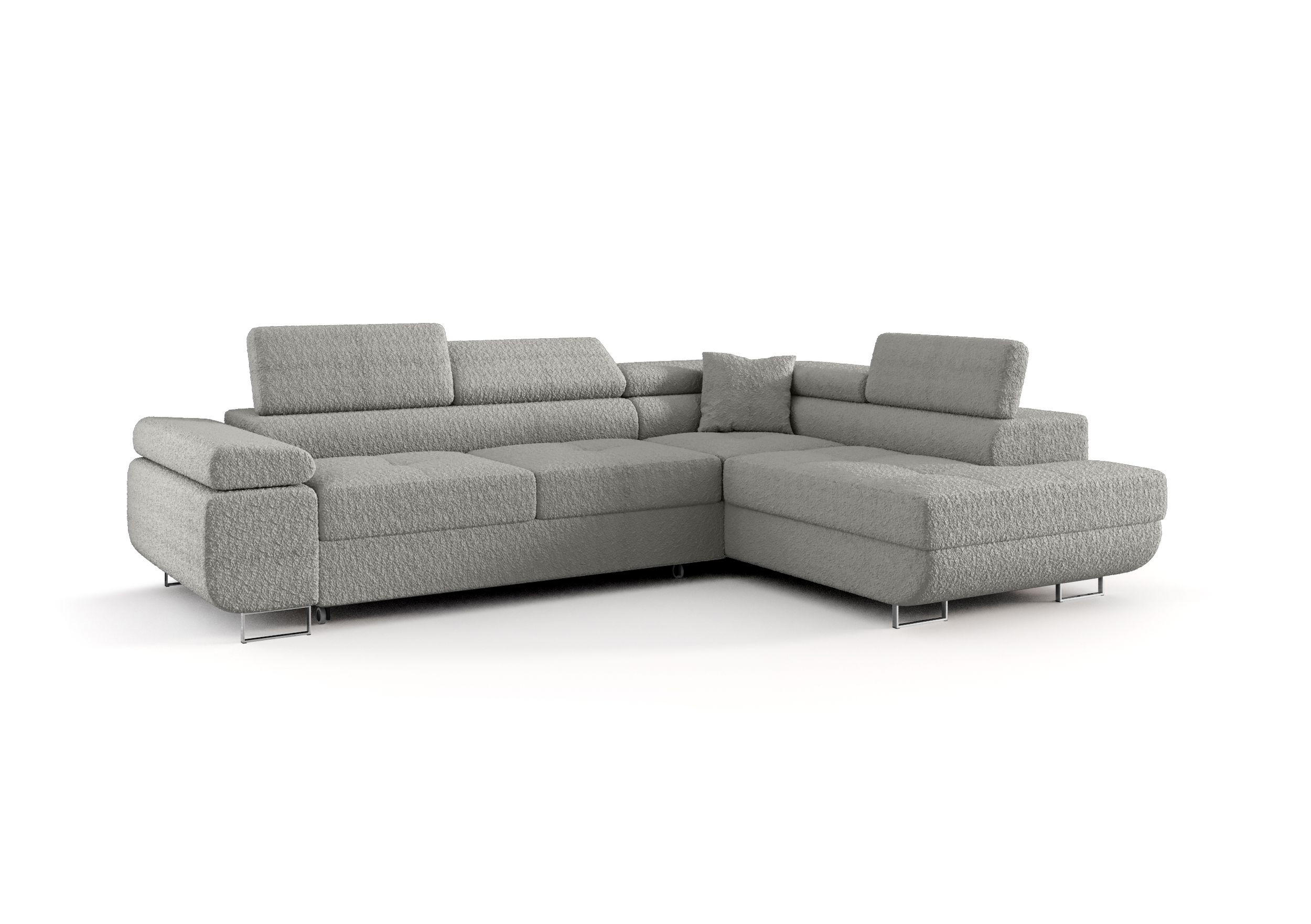 ECKSOFA EMILY mit Schlaffunktion Quelle 83 Rechts - Grau, Textil (275/200cm) - Bedante