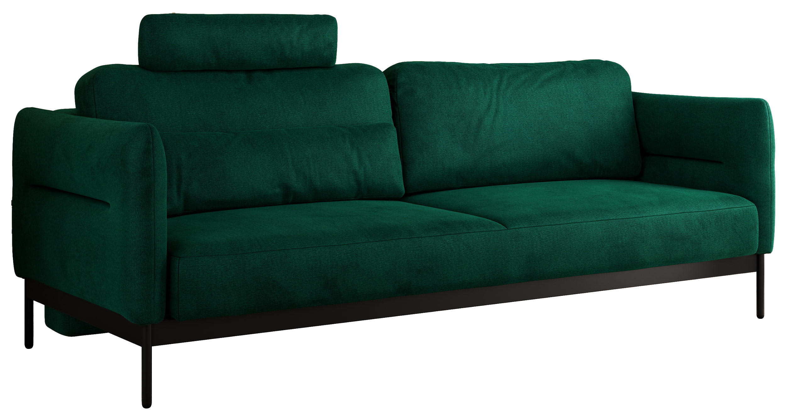 SOFA SALENTO Grün Velvet - Schwarz/Grün, Textil/Metall (221/82/101cm) - MKS
