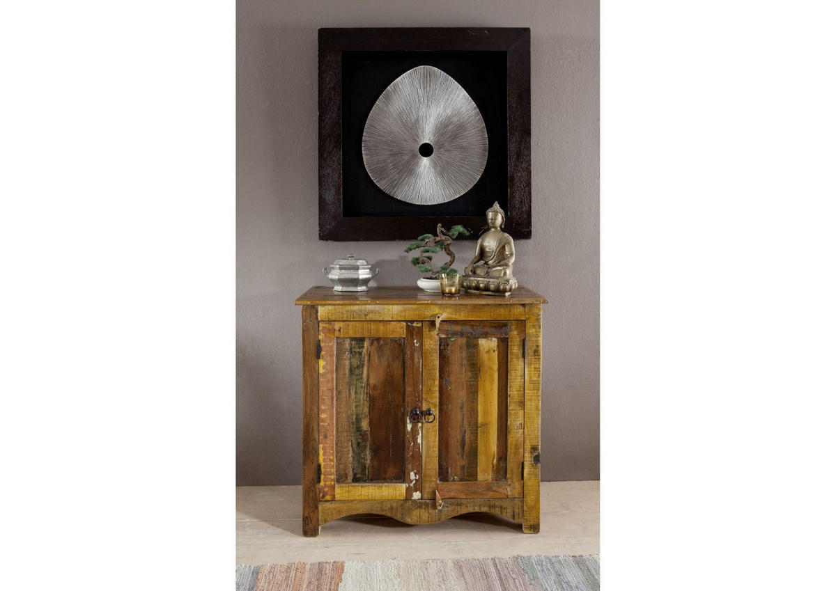 KOMMODE Altholz 90x40x85 mehrfarbig lackiert NATURE OF SPIRIT #19 - Multicolor, Holz (90/85/40cm) - Massivmoebel24