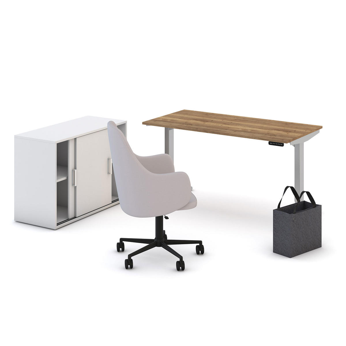 SCHALENSTUHL Consento Triest High Back gepolstert mit Rollen Hellgrau - Hellgrau, Textil (56/98/48cm) - ASSMANN