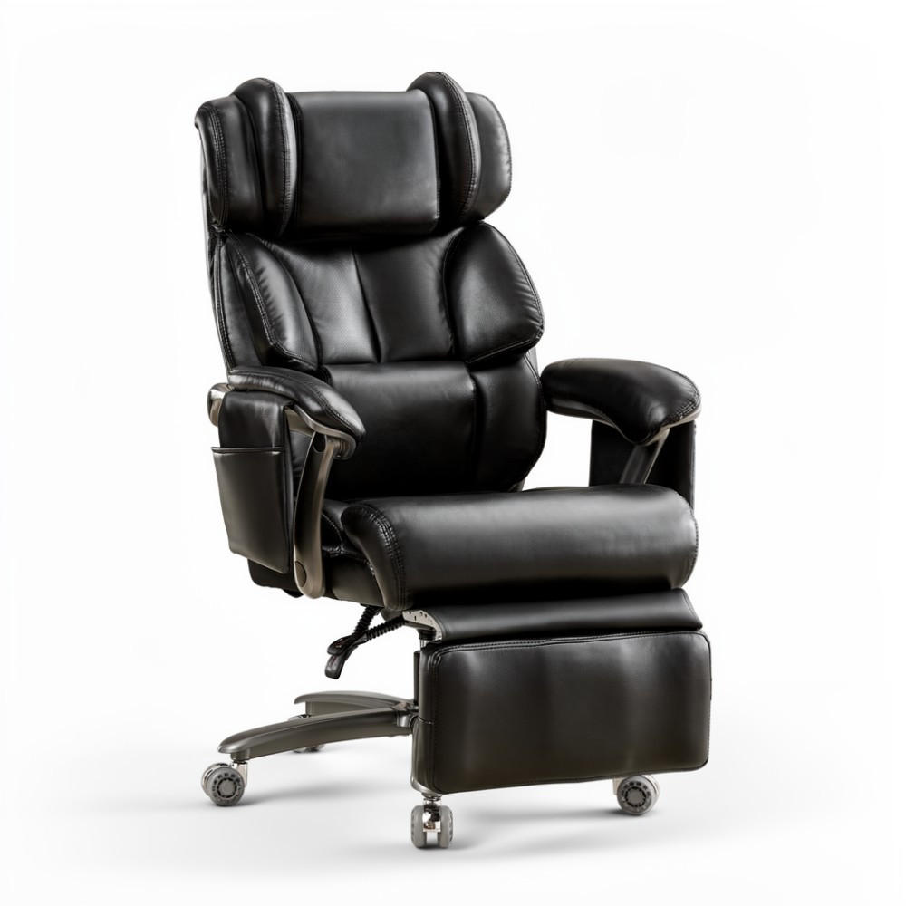 CHEFSESSEL mit Massage-Heizung Schwarz - Schwarz, Naturmaterialien (76.5/121.5/85.5cm)