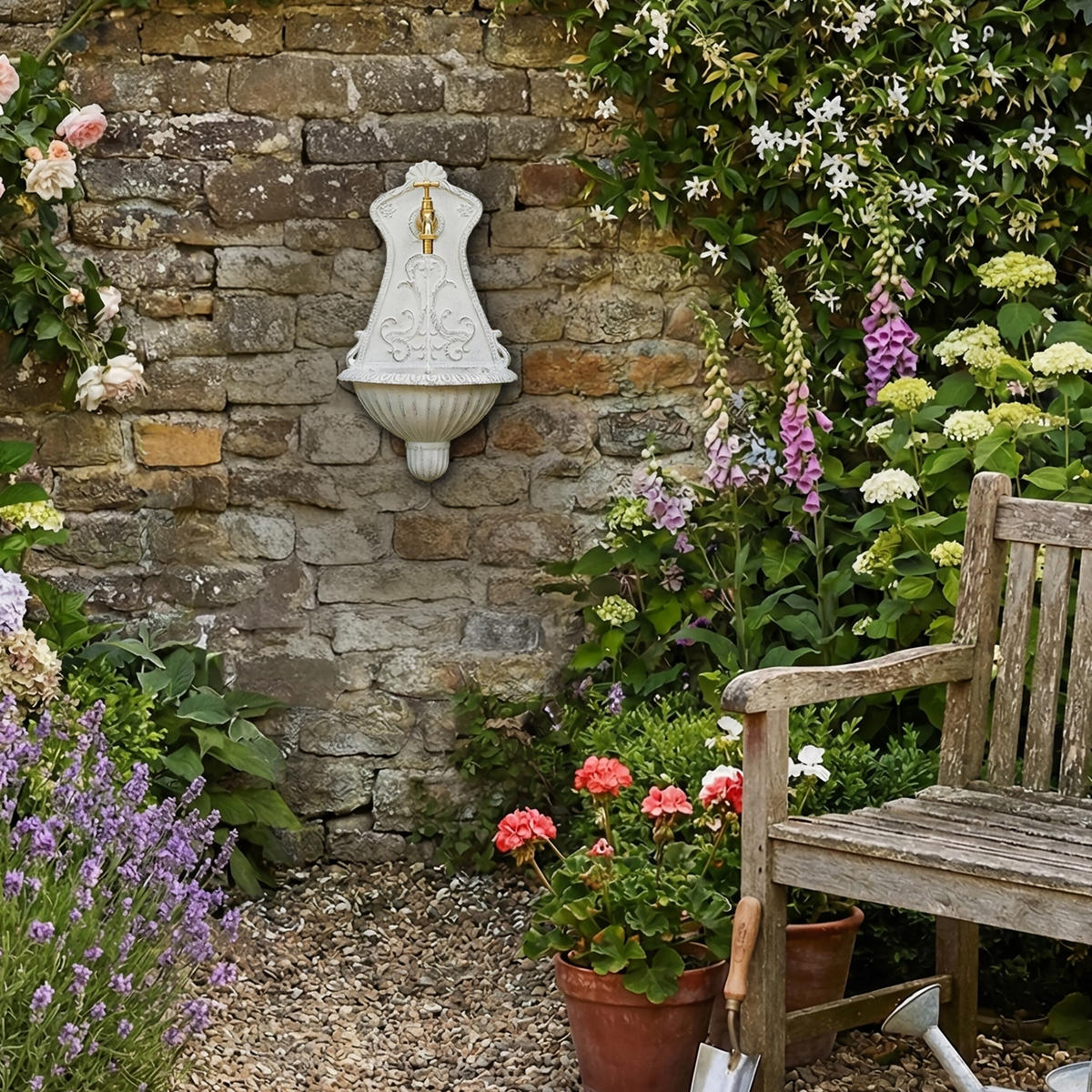 NÁSTENNÝ vodovod - biela, kov (11.5/24.5/42cm) - Relaxdays