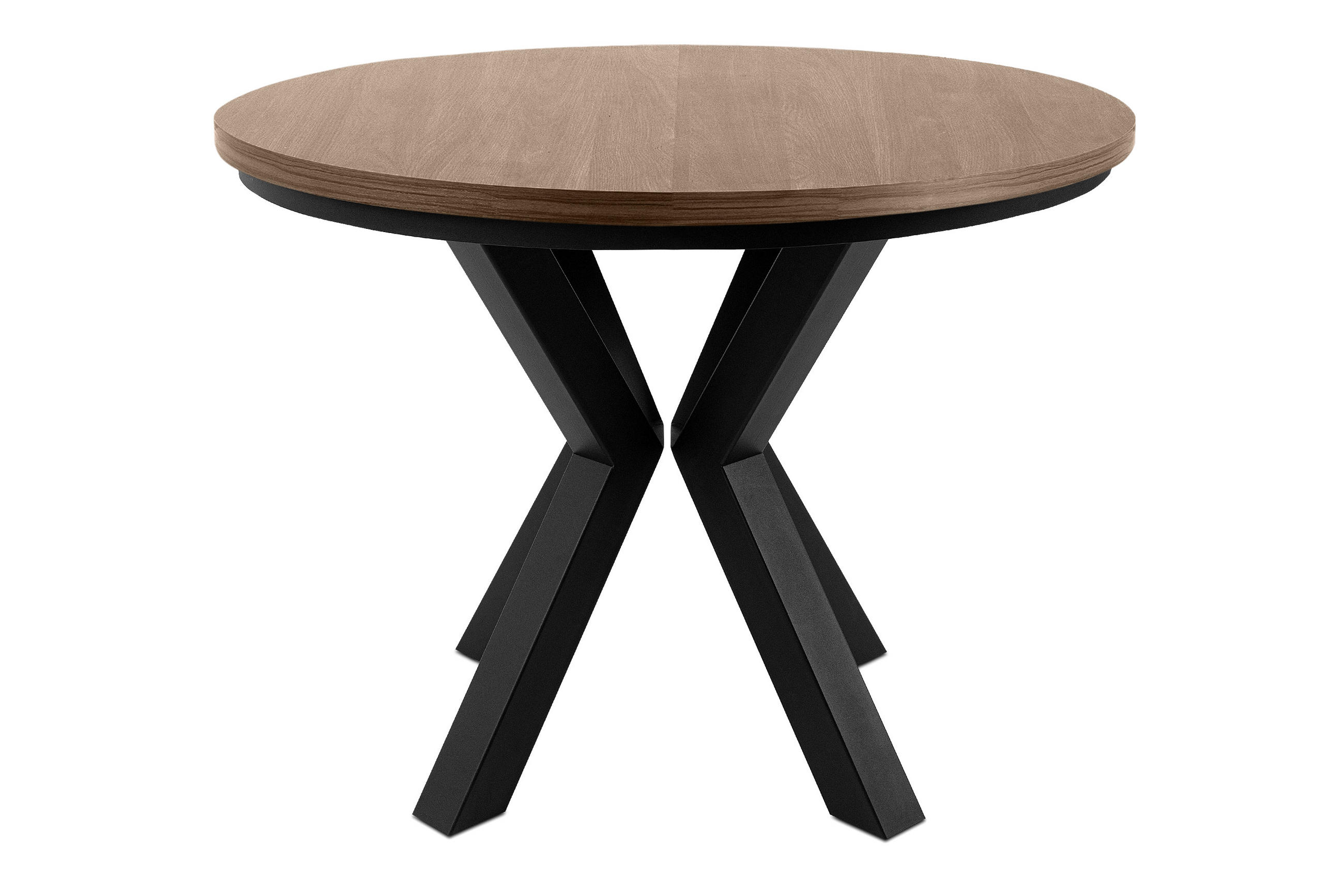 ESSTISCH ROSTEL Ausziehbar 100-220cm Rund, lefkas/schwarz - Schwarz/Braun, Holz (100/220/75cm) - KONSIMO®