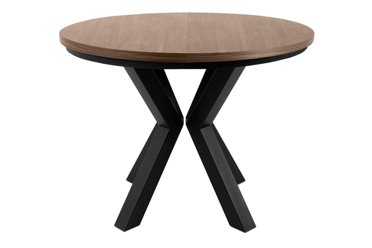 ESSTISCH ROSTEL Ausziehbar 100-140cm Rund, lefkas/schwarz - Schwarz/Braun, Holz (100/140/75cm) - KONSIMO®