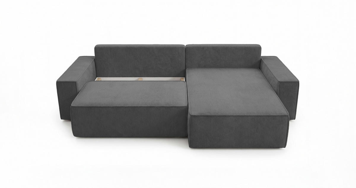 ECKSOFA California mit Schlaffunktion Hellgrau Rechts - Grau, Textil (280/184cm) - Cornero