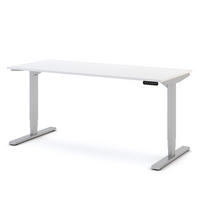 SCHREIBTISCH Elektrisch höhenverstellbarer Schreibtisch Y-Line Signalweiß Weißaluminium 160/70/62-127cm - Weiß Hochglanz/Silberfarben, Holzwerkstoff/Metall (70/160/127cm) - ASSMANN