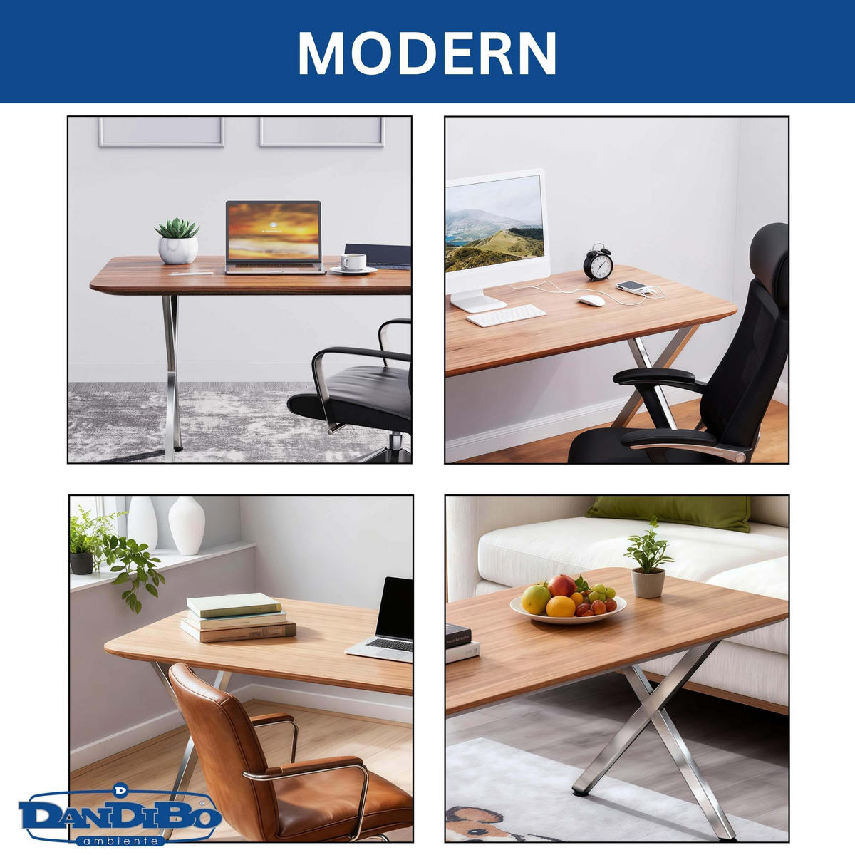 TISCHEBEINE Edelstahl 72 x 68 cm Tischgestell Höhenverstellbar 96678 Tischfüße Möbelfüße - Edelstahlfarben, Metall (68/72/5cm) - DanDiBo