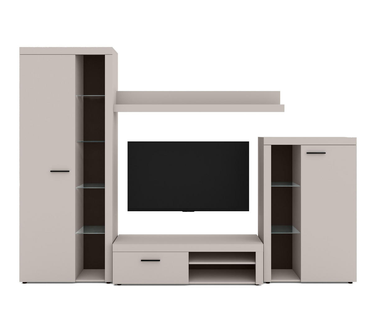 WOHNWAND Spacoro Beige 270/190/41 cm Wohnwand Modern ohne LED - Beige, Holzwerkstoff/Kunststoff (270/190/41cm) - AX Living