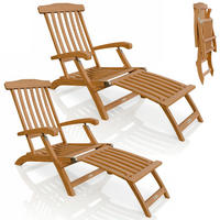 SONNENLIEGE Evia natur 196x54x95 cm (2er-Set) - Naturfarben, Holz (54/95/196cm) - Juskys