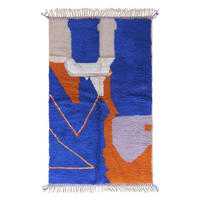 BERBERTEPPICH grafisch Wolle 155x 248 cm - Blau, Naturmaterialien (155/248cm) - AFK Living