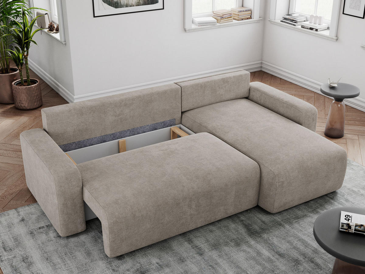 ECKSOFA ARGOS Beige Struktur - Beige/Schwarz, Kunststoff/Textil (245/150cm) - MKS