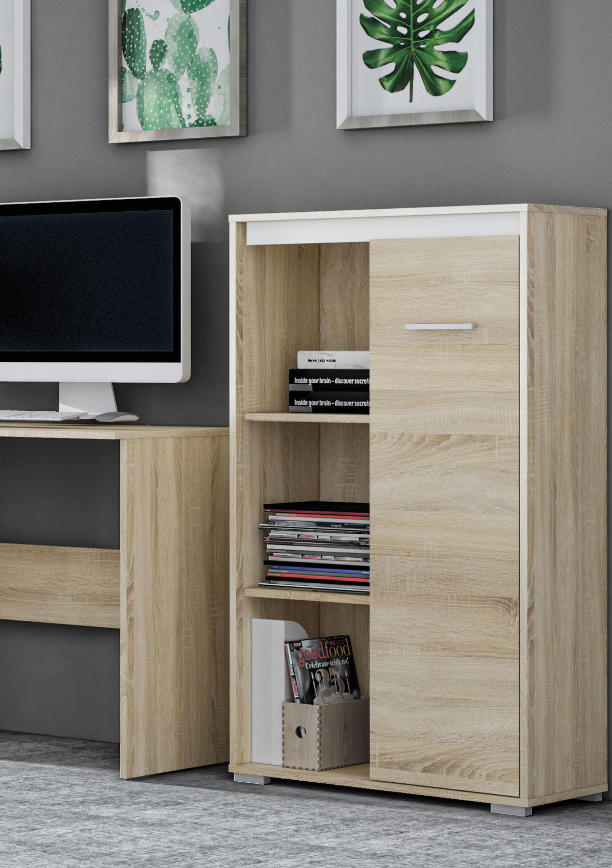 HIGHBOARD Avo Sonoma Eiche, Absetzung austauschbar 69 / 34 / 123cm - Braun/Sonoma Eiche, Holz/Holzwerkstoff (69/123/34cm) - Feldmann-Wohnen