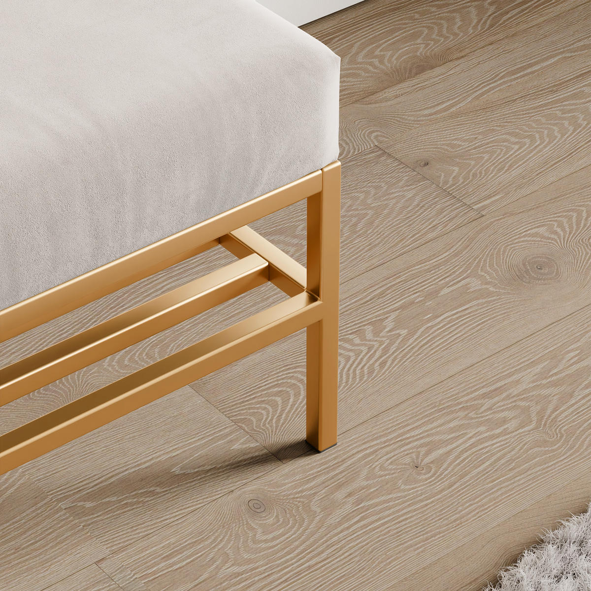 POLSTERBANK STEP 80 cm Gold / Creme ,Metallgestell - Creme, Metall (80/45/35cm) - Idohome