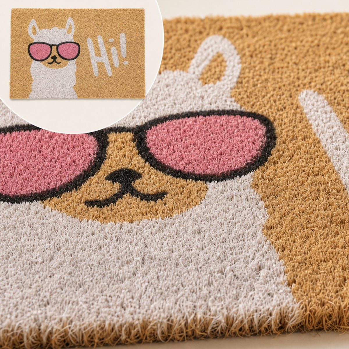 FUSSMATTE Mehrfarbig Kokos Lama 60x40 cm - Multicolor, Kunststoff/Textil (60/40cm) - Relaxdays