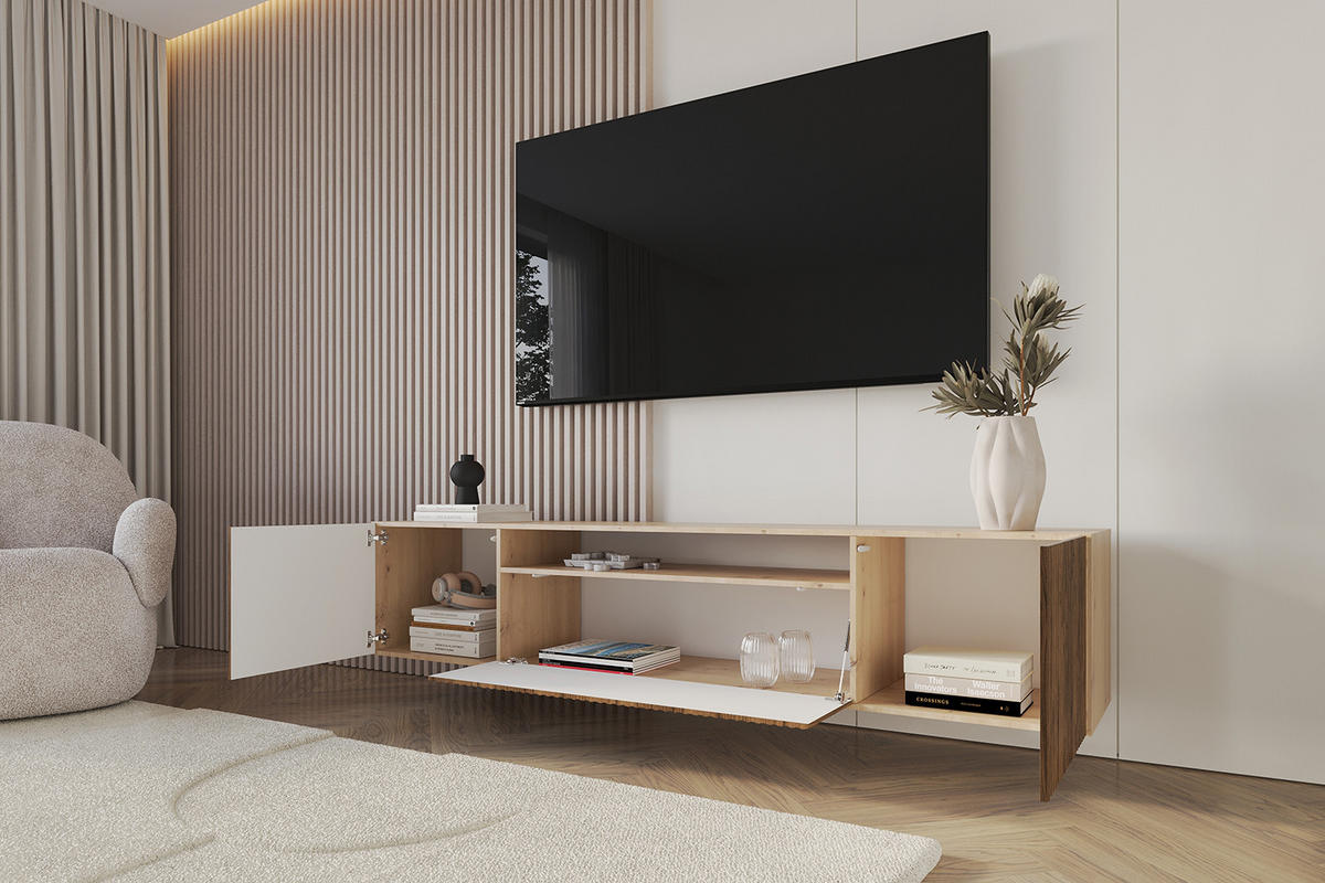 LOWBOARD NOA-2-W 200x40x41 cm - Artisan / Katania - Eiche Wotan, Holzwerkstoff (200/40/41cm) - ALTDECOR