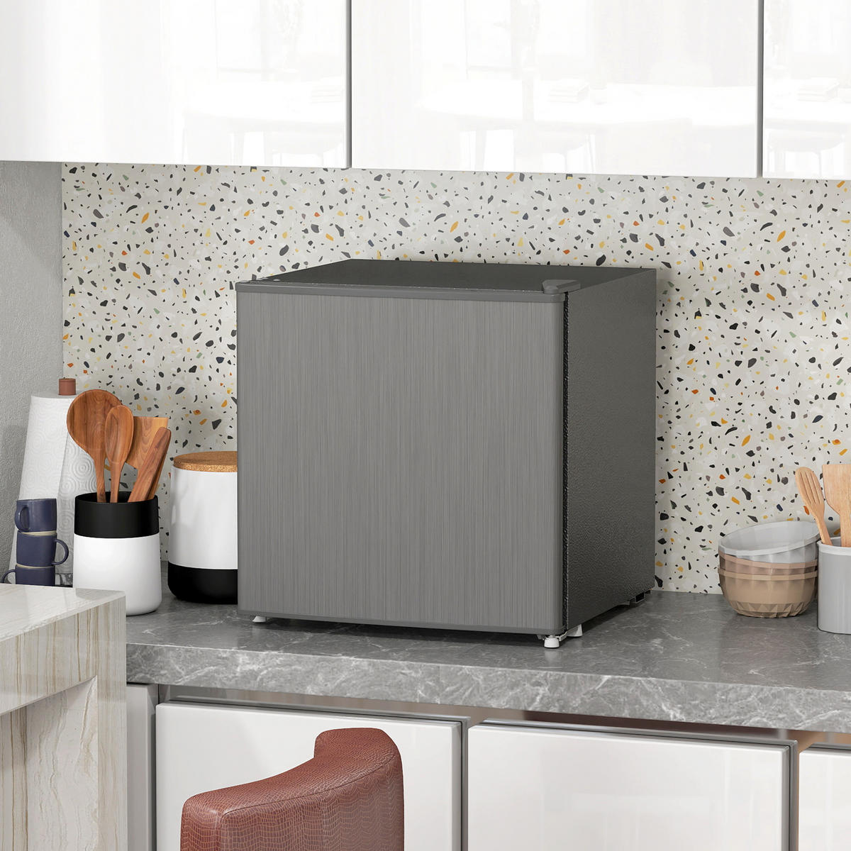 MINI-GEFRIERSCHRANK aus Stahl Kunststoff Grau - Grau, Kunststoff (44.2/48.8/47cm) - HOMCOM