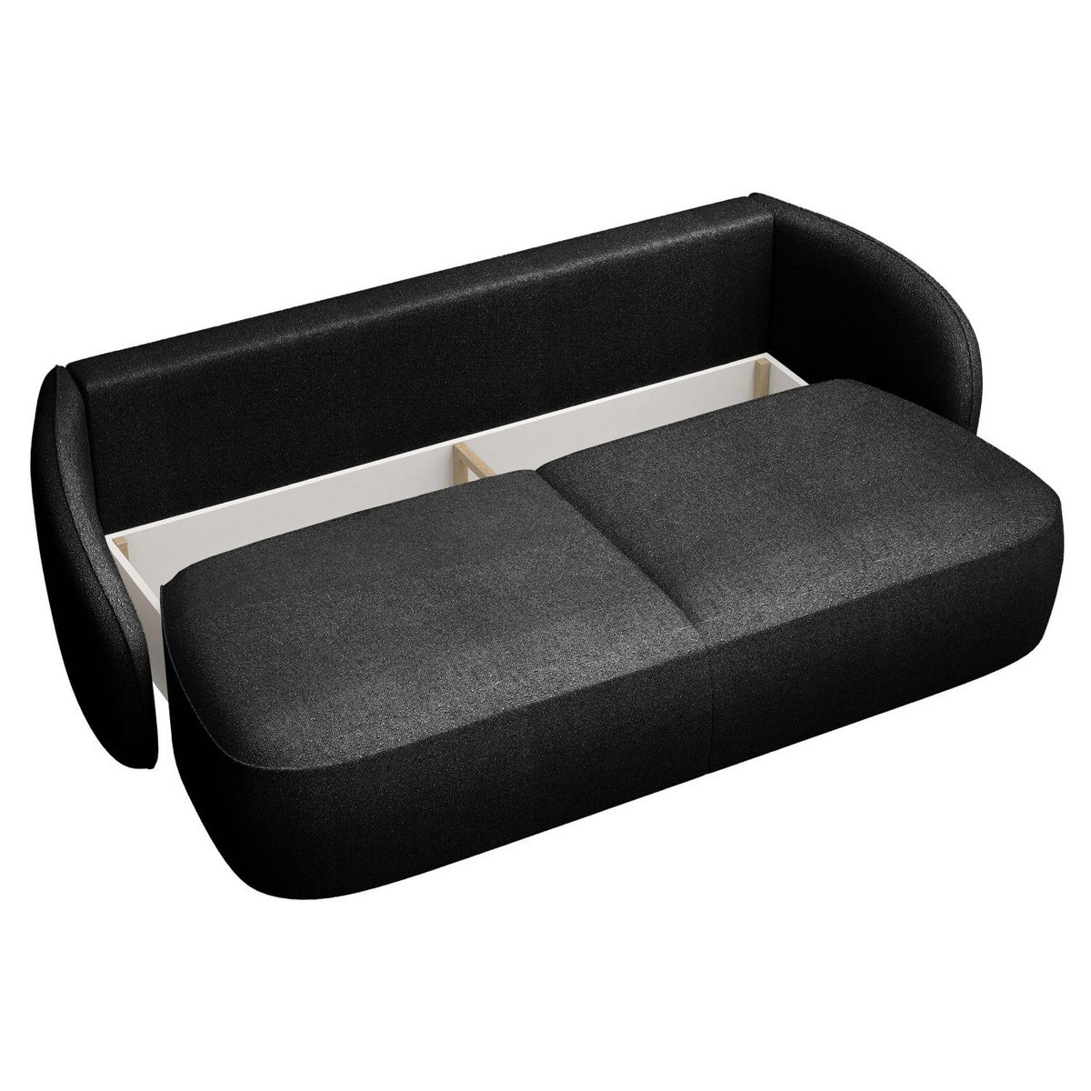 3-SITZER-SOFA Savoy Schwarz mit Schlaffunktion - Schwarz, Kunststoff/Textil (254/96/105cm) - Selsey