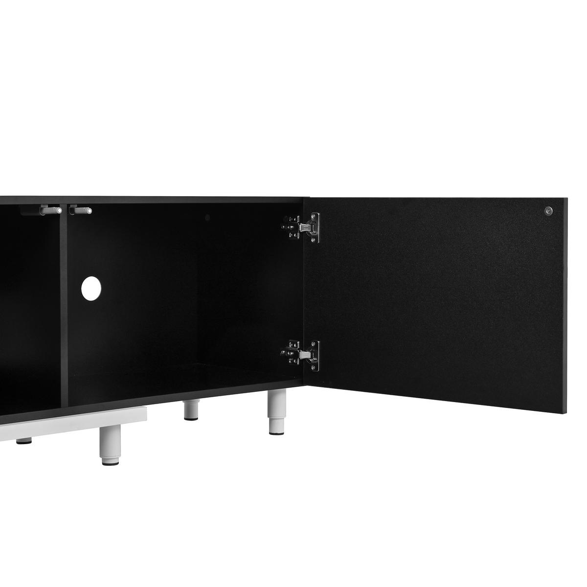 LOWBOARD in Schwarz Ausziehbarer TV-Schrank mit Stauraum und leisen Scharnieren, 258 B/38 T/48,5H(cm) - Weiß/Naturfarben, Holzwerkstoff/Metall (258/48.5/38cm) - STILVORA