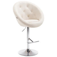 BARHOCKER Stoff creme - Chromfarben/Creme, Textil/Metall (65/107/57cm) - CLP