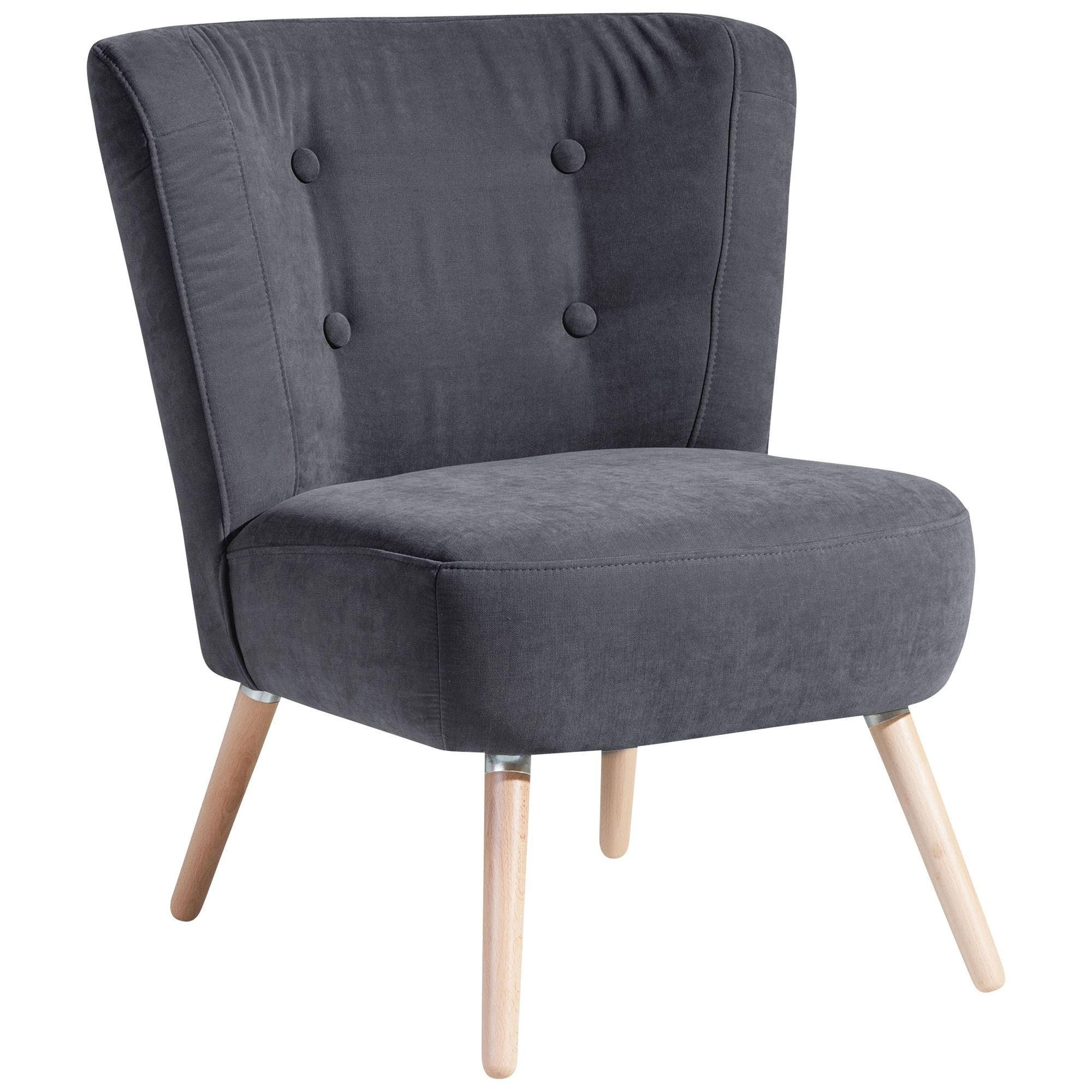 SESSEL Kassi Bezug Veloursstoff Buche natur / anthrazit - Anthrazit, Kunststoff (69/80/68cm) - 58aufmkessel