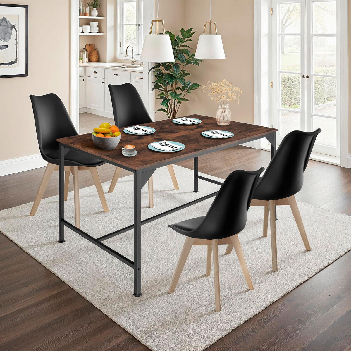 ESSTISCH Belfast,120 x 75 x 75 cm,Industrial Holz dunkel, rustikal - Rostfarben, Holz (120/75/75cm) - tectake