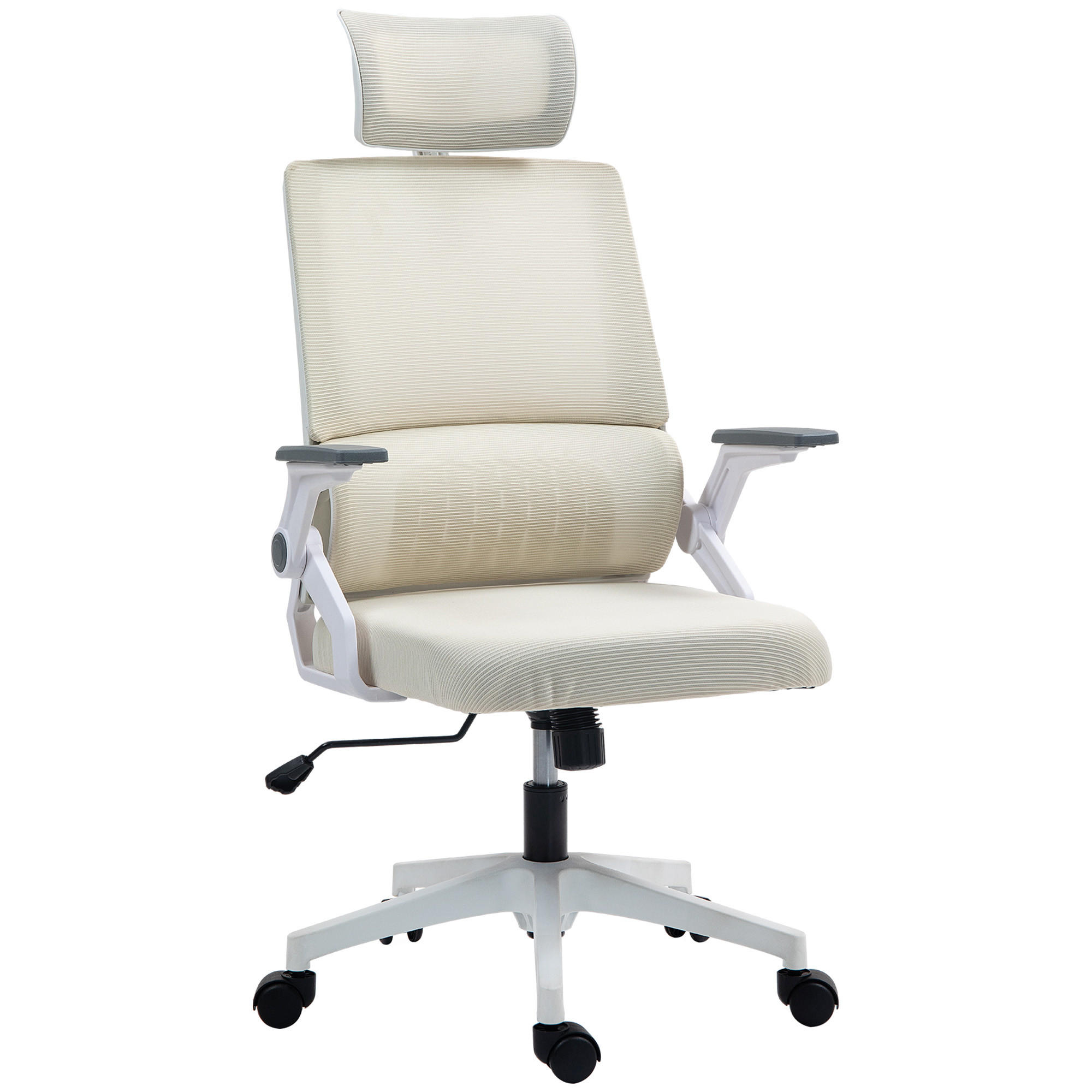 BÜROSTUHL Mesh Beige - Beige/Weiß, Kunststoff/Textil (61/121.5/60cm) - Vinsetto