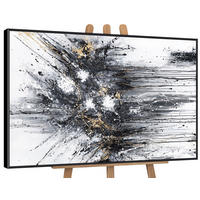 GEMÄLDE Tanz der Spritzer II Schattenfugenrahmen Schwarz 140x100 cm - Schwarz, Holz (140/100cm) - YS-art gallery