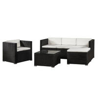 LOUNGEGARNITUR Punta Cana 4-tlg. - Creme/Schwarz, Kunststoff - Juskys