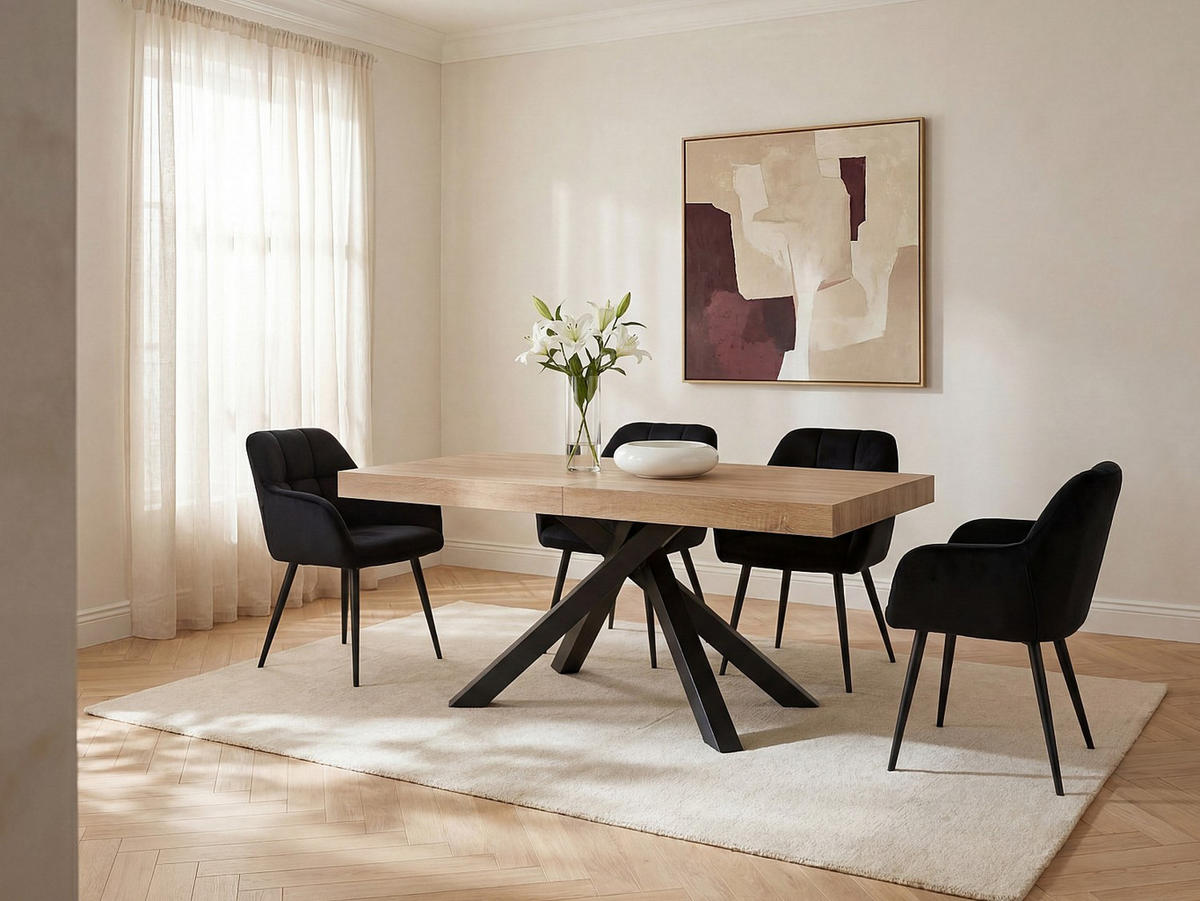 ESSTISCH - 6 Personen, 8 Personen, 10 Personen - Holz, Platte - Naturfarben Hell CATONAV - Schwarz/Naturfarben, Holz (90/200/75cm) - Vente-Unique