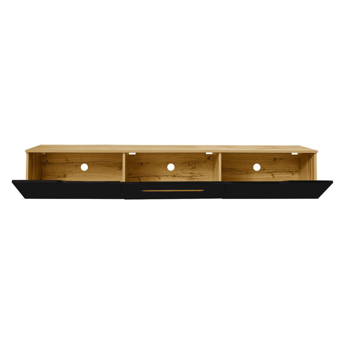 LOWBOARD 180/35/30 cm aus MDF und Spanplatte mit LED-Beleuchtung Schwarz (Holzoptik) - Schwarz, Holzwerkstoff (180/30/35cm) - Modenvie