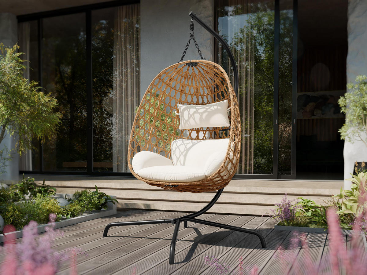 HÄNGESESSEL Liwebo - Creme/Schwarz, Metall (105/195/105cm) - MIRJAN24