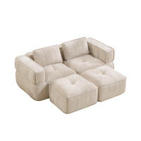 2-SITZER-SOFA DE-34428 modular mit 2 Hockern Beige - Beige, Textil (162/67/198cm) - ComfortXL