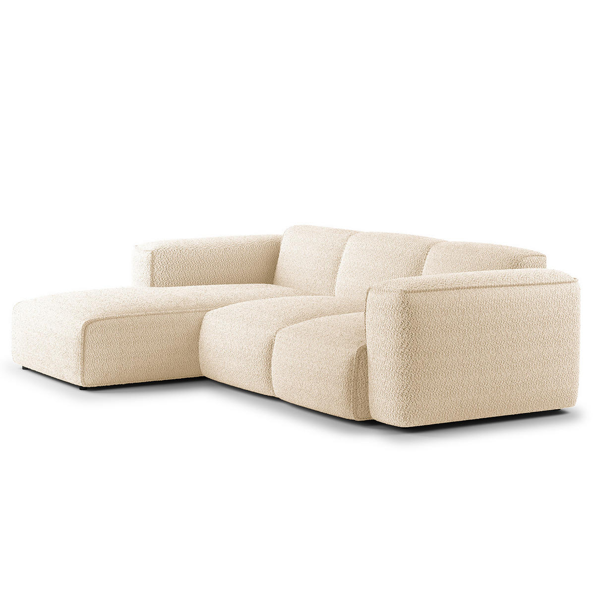 3-SITZER ECKSOFA mit Longchair - Beige/Schwarz, Kunststoff/Textil (251/173cm) - home24