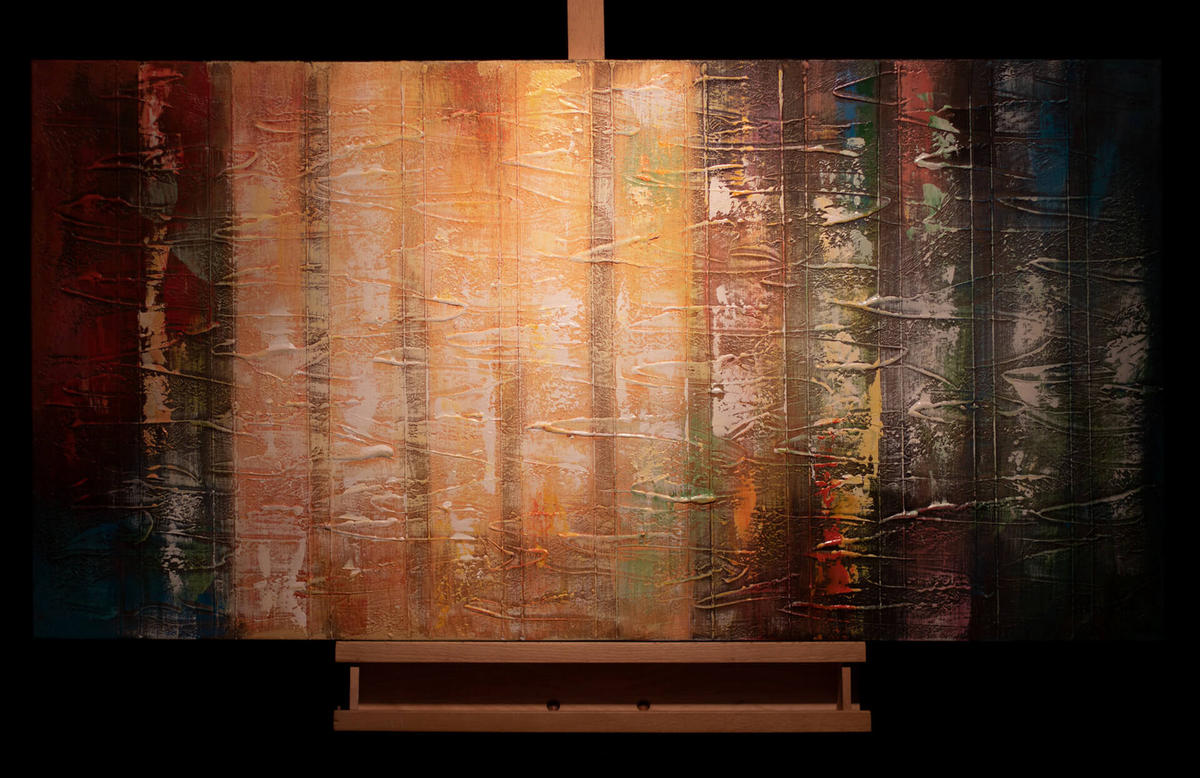 ÖLGEMÄLDE 120/60 cm - Blau/Gelb, Holz/Textil (120/60cm) - KUNSTLOFT