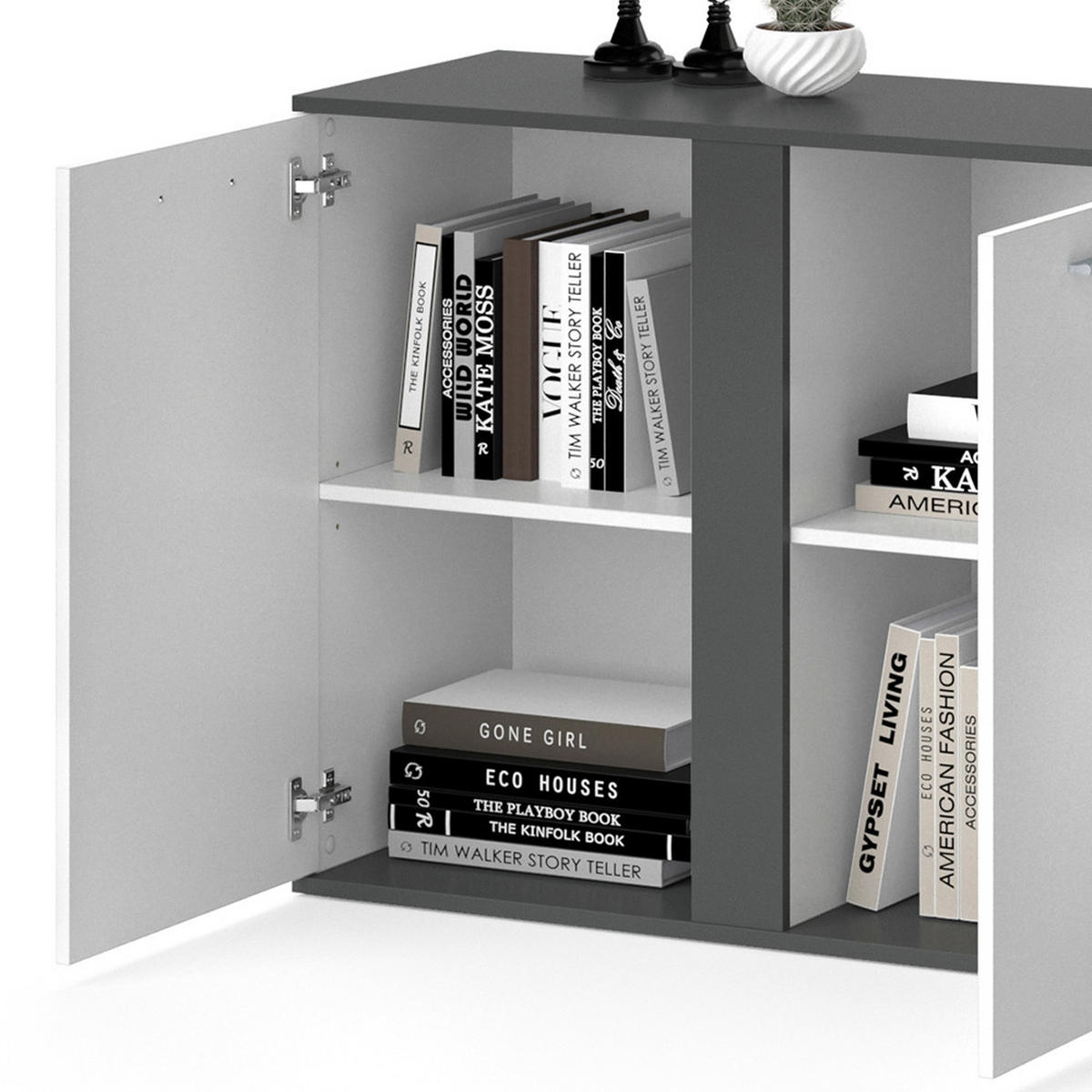 KOMMODE Novelli Anthrazit 155 x 80 cm mit Türen - Anthrazit, Holzwerkstoff (40/80/155cm) - Vicco