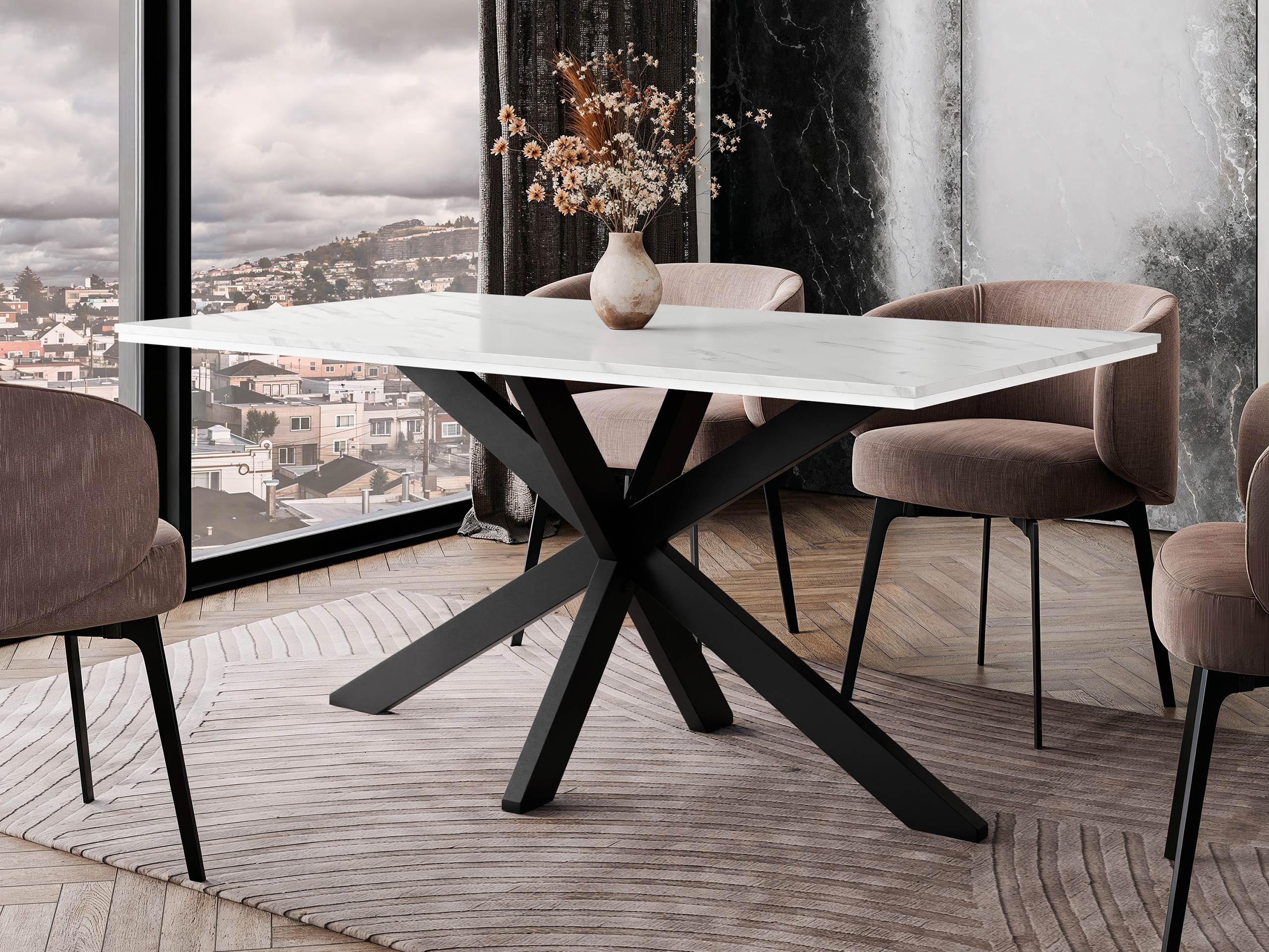 ESSTISCH Wero - Schwarz/Weiß, Holzwerkstoff/Metall (90/160/74cm) - MIRJAN24