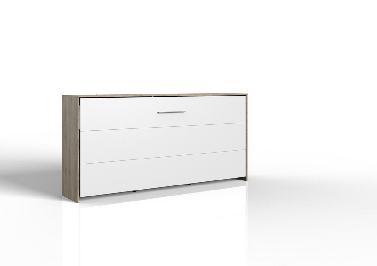 KLAPPBETT Juist in Eiche San Remo und Weiß 90x200cm - Weiß/Braun, Holzwerkstoff (117/105cm)