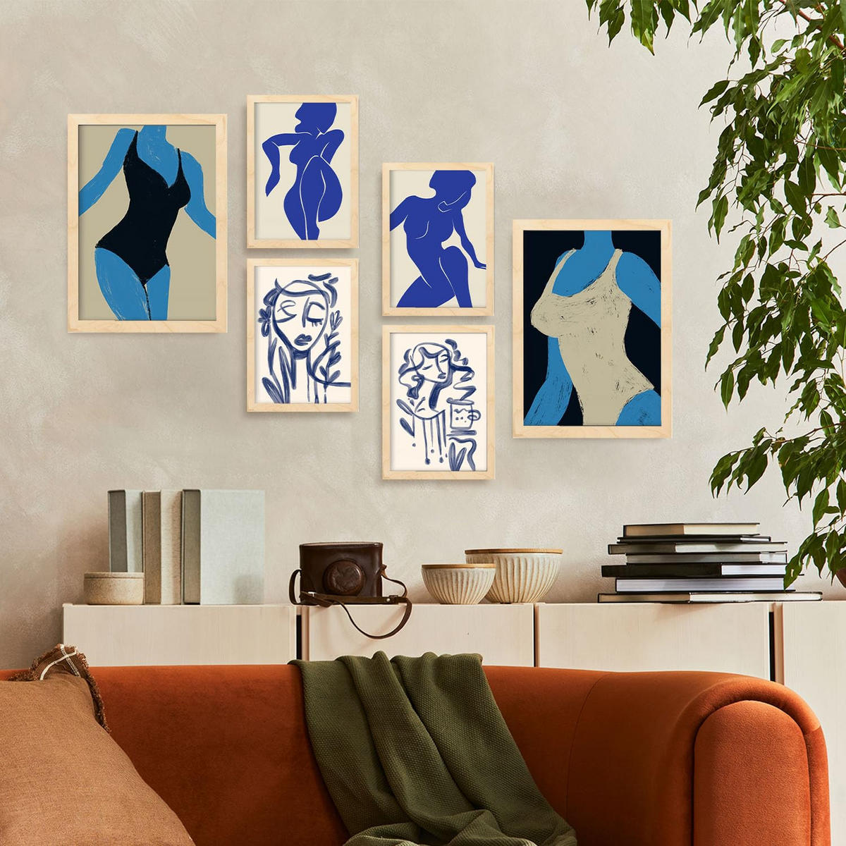 POSTER Set Mit 6 Mettle Body Größe A3 & A4 Rahmen aus hellem Holz - Beige, Papier (29.7/1cm) - Nacnic