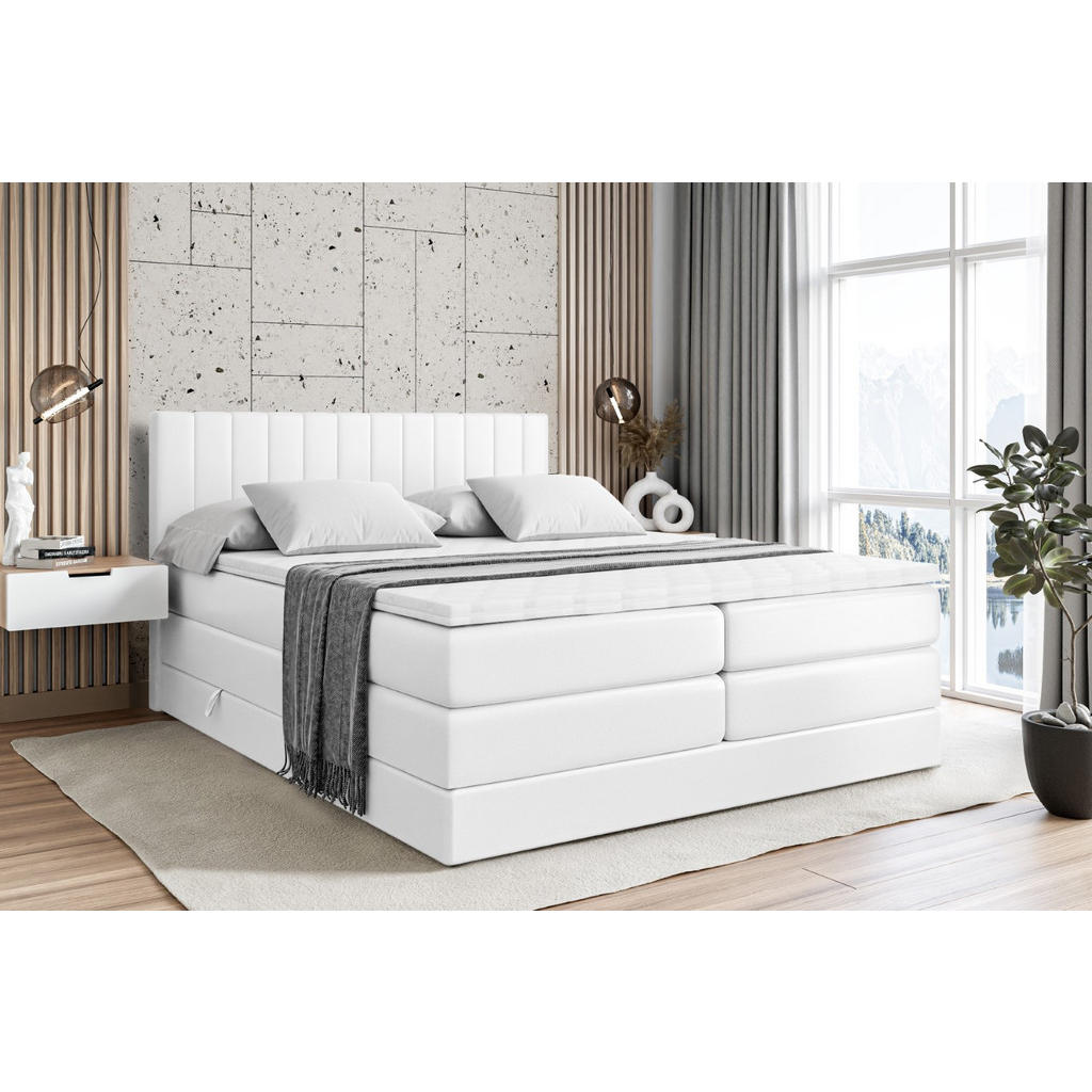 Thumbnail - Altdecor Boxspringbett, Weiß Hochglanz, Holzwerkstoff, Höhe ca. 20 cm, 140x200 cm, Schlafzimmer, Betten, Boxspringbetten