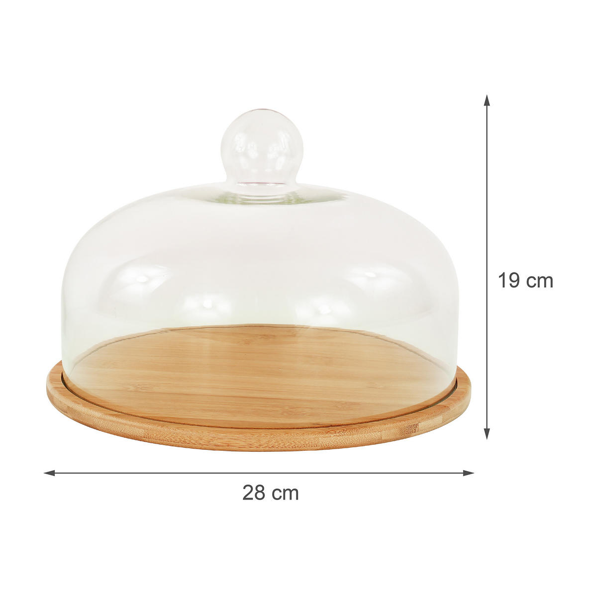 TORTENPLATTE - Hellbraun, Glas/Holz (28/16/28cm) - Relaxdays