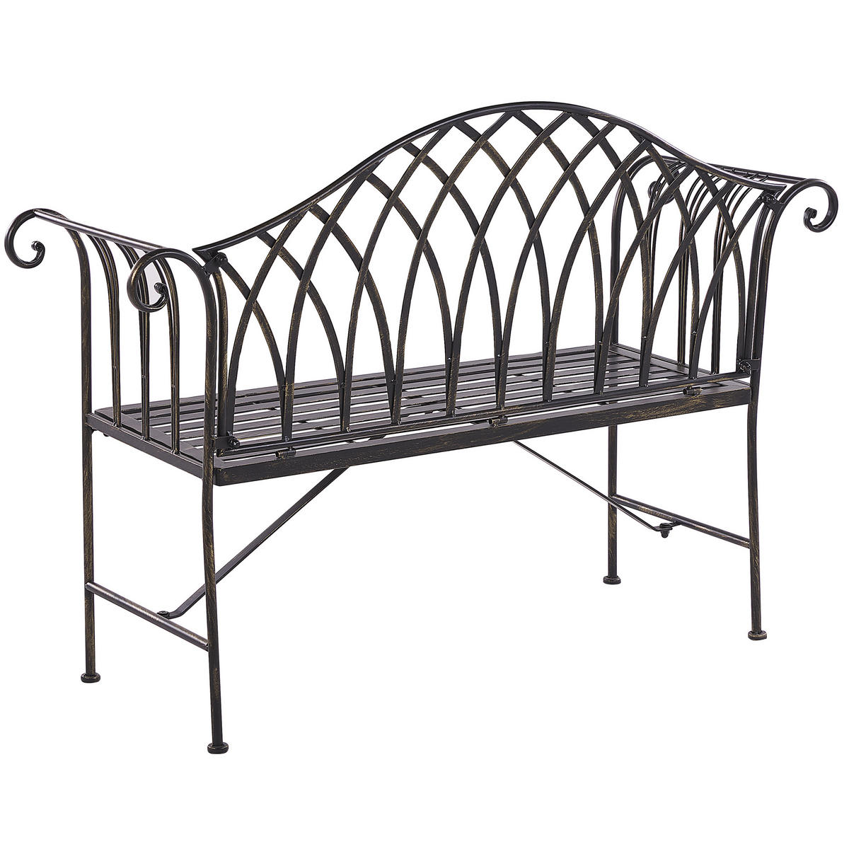 GARTENBANK Metall schwarz 130 cm Milazzo - Schwarz, Metall (130/94/45cm) - Beliani