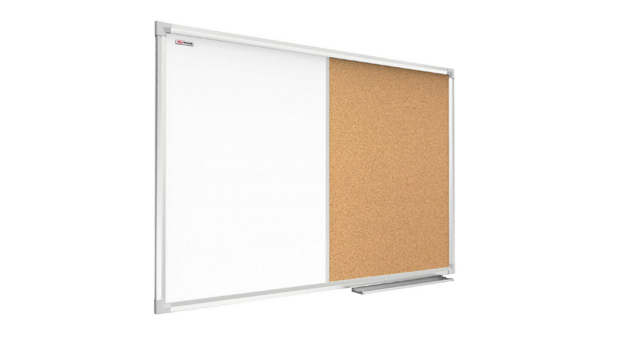 KOMBITAFEL Whiteboard und Kork-Pinnwand mit Alurahmen 90x60cm - Weiß, Metall (90/60/1.4cm) - ALLboards