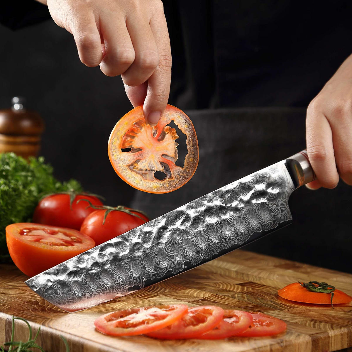 CHEFMESSER 25,5 cm - Nussbaumfarben, Holz/Metall (34cm) - Wakoli