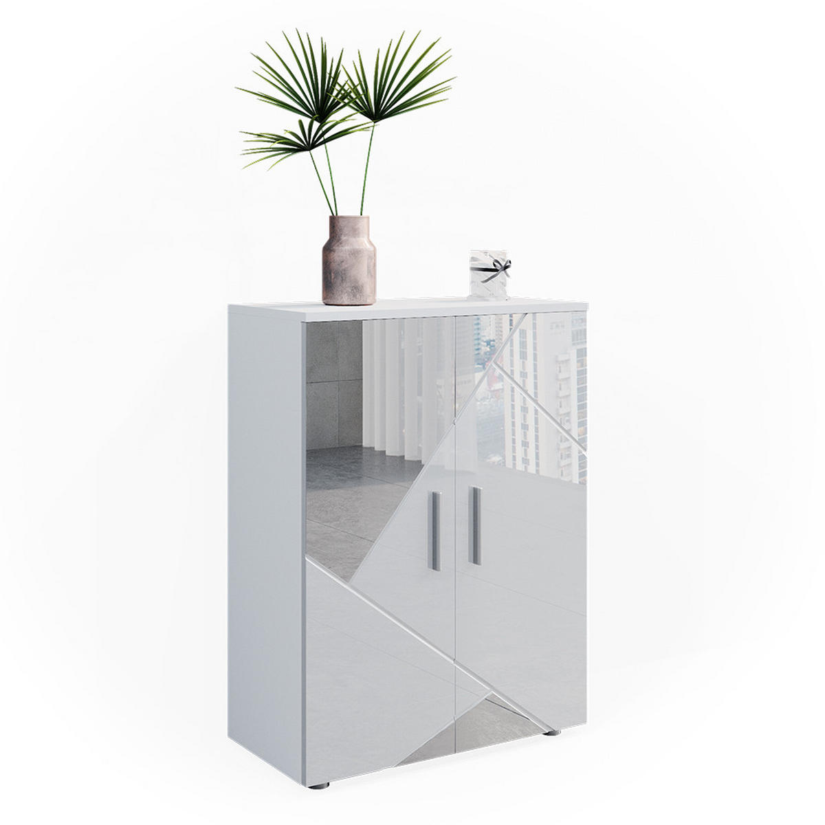 STŘEDNÍ SKŘÍŇKA Irma Bílý vysoký lesk s vložkami - vysoce lesklá bílá, kompozitní dřevo (60/81/30cm) - Vicco