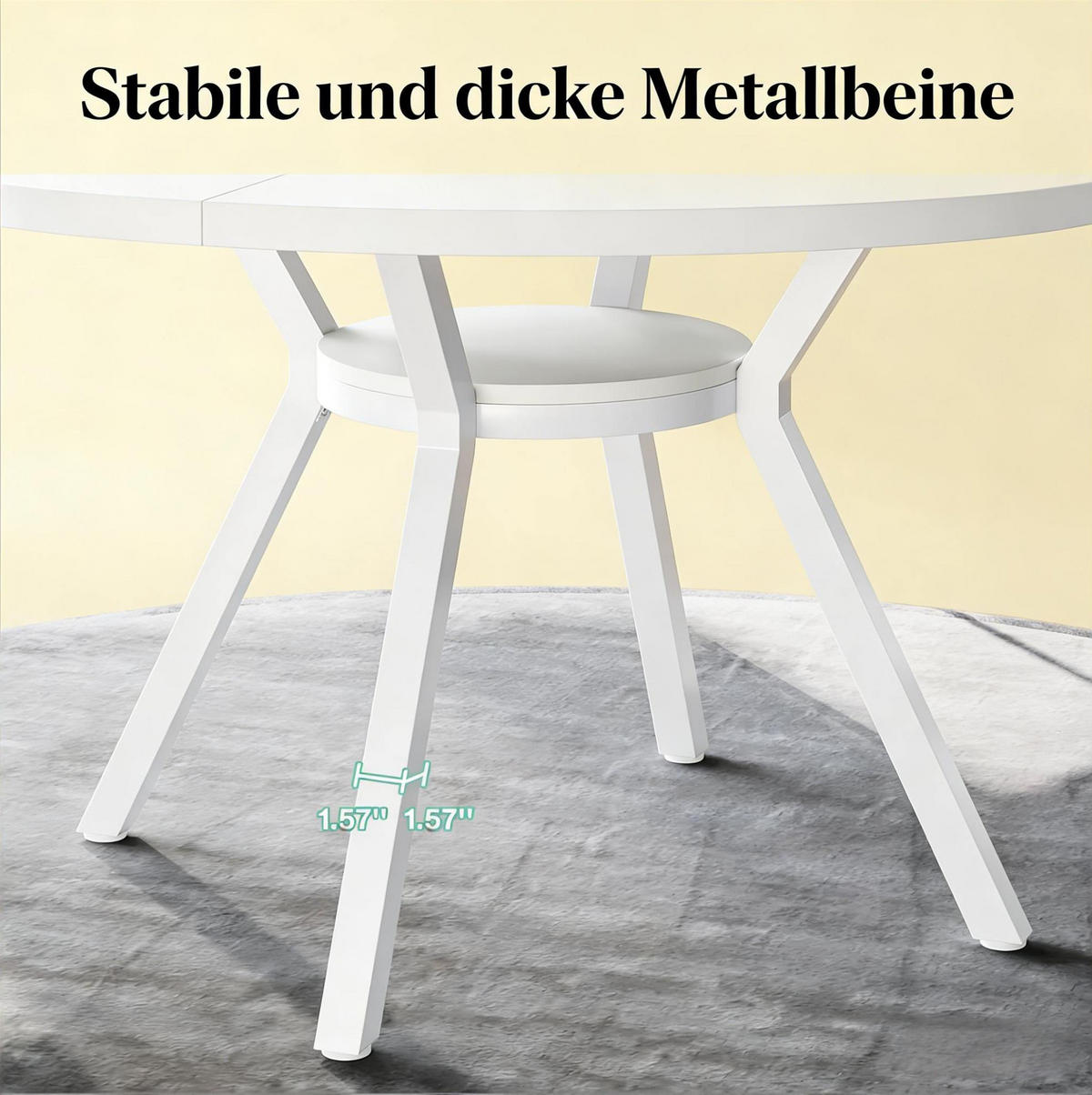 ESSTISCH rund 119,4 cm Weiß mit Metallbeinen - Weiß, Metall (120/120/75cm) - MIVRAY