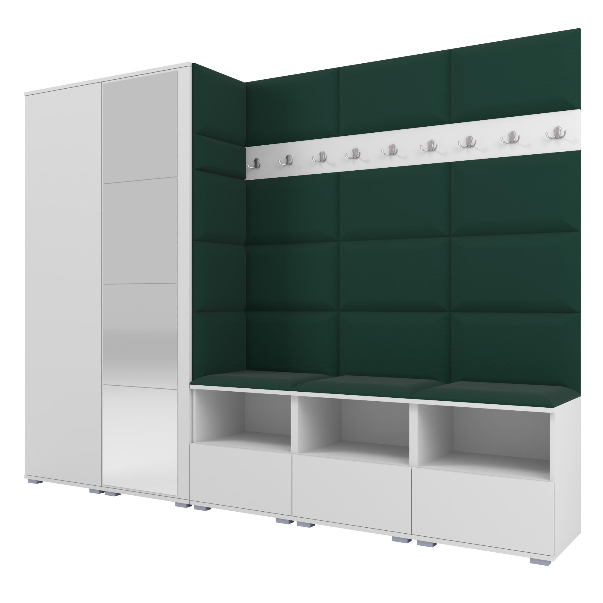 Ravio Garderobe Weiß, Dunkelgrün 250x187x40 cm