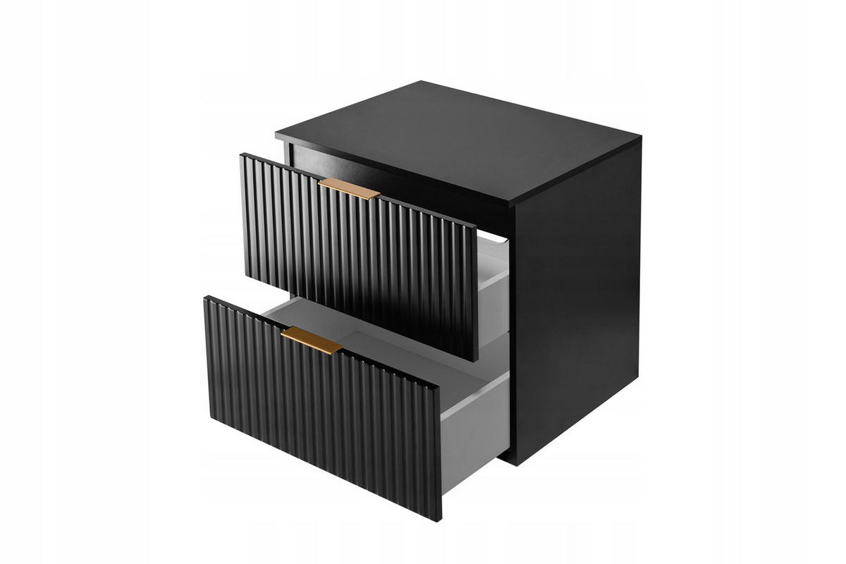 WASCHBECKUNTERSCHRANK FLOW + Platte Schwarz matt 60/57/46 cm - Schwarz, Holzwerkstoff (60/57/46cm) - Rodan